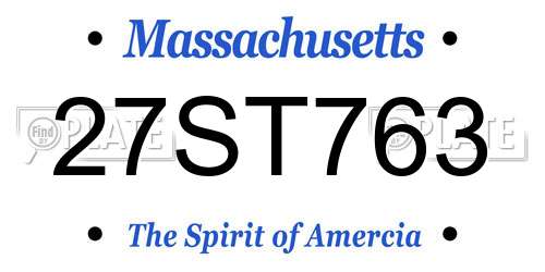 27ST763 Massachusetts License Plate