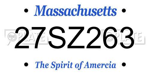 27SZ263 Massachusetts License Plate
