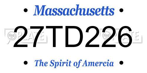 27TD226 Massachusetts License Plate