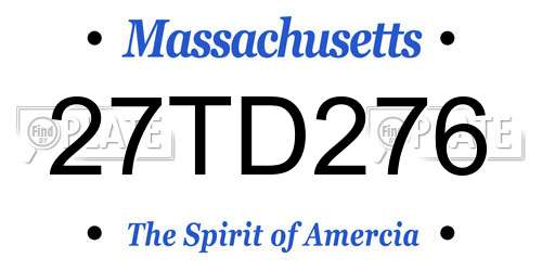 27TD276 Massachusetts License Plate