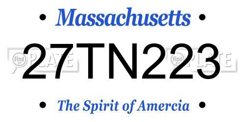 27TN223 Massachusetts License Plate