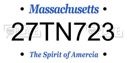 27TN723 Massachusetts License Plate