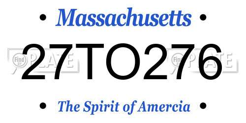 27TO276 Massachusetts License Plate