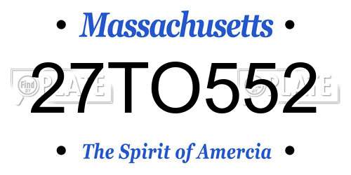 27TO552 Massachusetts License Plate