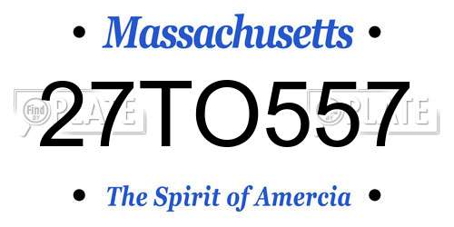 27TO557 Massachusetts License Plate