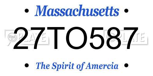 27TO587 Massachusetts License Plate