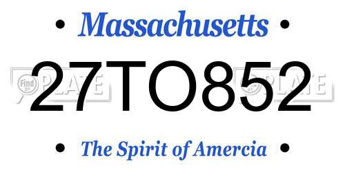 27TO852 Massachusetts License Plate
