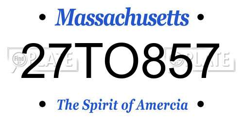 27TO857 Massachusetts License Plate