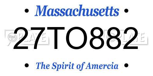 27TO882 Massachusetts License Plate