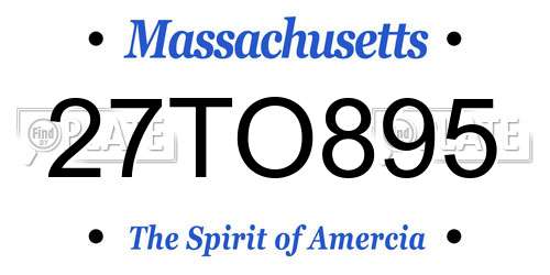 27TO895 Massachusetts License Plate