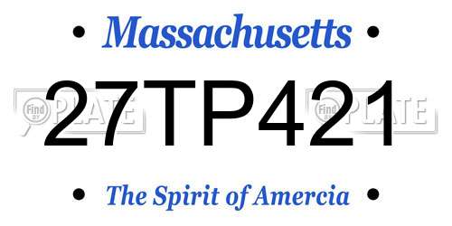 27TP421 Massachusetts License Plate