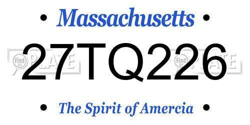27TQ226 Massachusetts License Plate