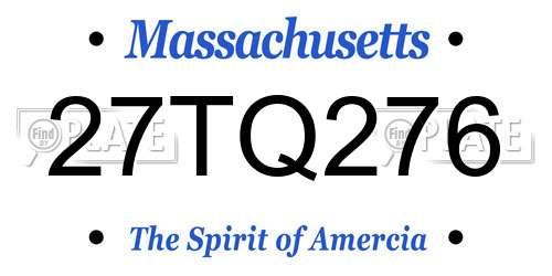 27TQ276 Massachusetts License Plate