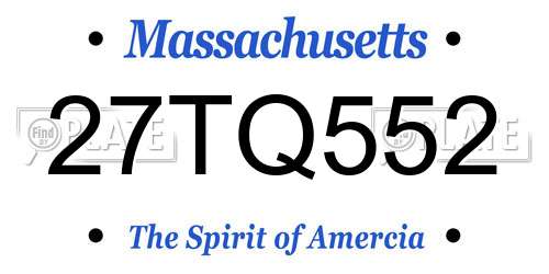 27TQ552 Massachusetts License Plate