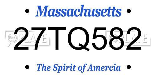 27TQ582 Massachusetts License Plate