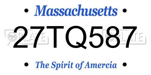 27TQ587 Massachusetts License Plate