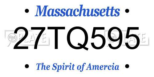 27TQ595 Massachusetts License Plate