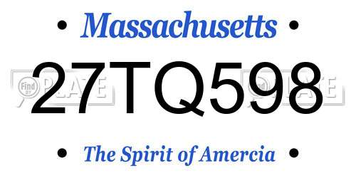 27TQ598 Massachusetts License Plate