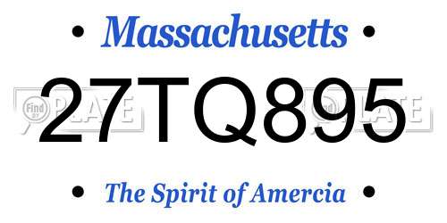 27TQ895 Massachusetts License Plate