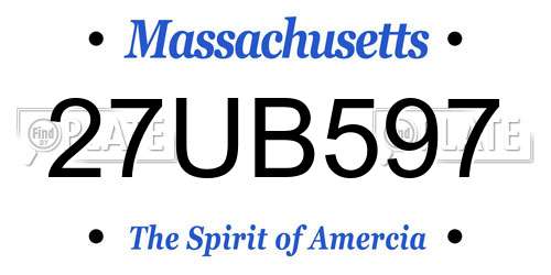 27UB597 Massachusetts License Plate