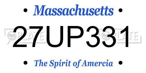 27UP331 Massachusetts License Plate