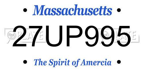 27UP995 Massachusetts License Plate