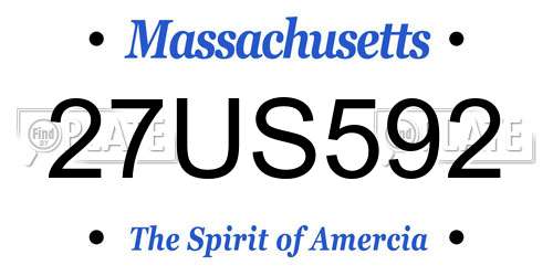27US592 Massachusetts License Plate