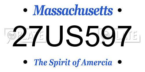 27US597 Massachusetts License Plate