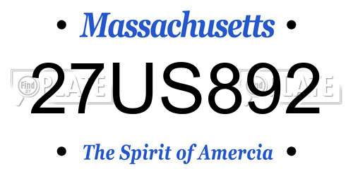 27US892 Massachusetts License Plate