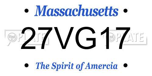 27VG17 Massachusetts License Plate