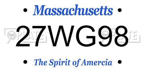 27WG98 Massachusetts License Plate