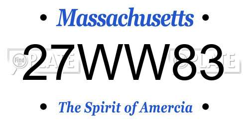 27WW83 Massachusetts License Plate