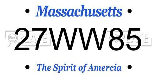 27WW85 Massachusetts License Plate