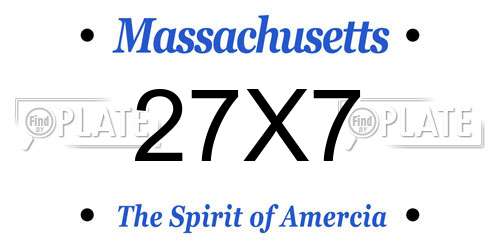 27X7 Massachusetts License Plate