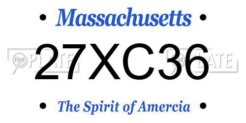 27XC36 Massachusetts License Plate