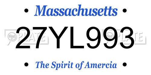 27YL993 Massachusetts License Plate