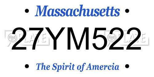 27YM522 Massachusetts License Plate