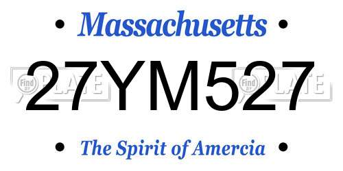 27YM527 Massachusetts License Plate