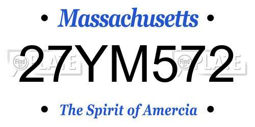 27YM572 Massachusetts License Plate