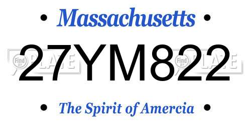 27YM822 Massachusetts License Plate