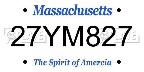 27YM827 Massachusetts License Plate