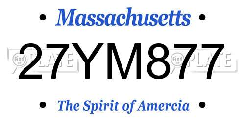 27YM877 Massachusetts License Plate