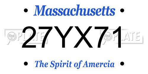 27YX71 Massachusetts License Plate