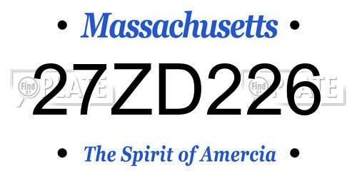 27ZD226 Massachusetts License Plate