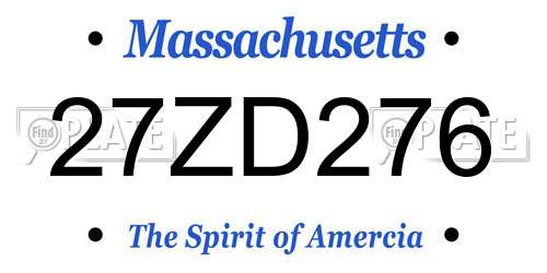 27ZD276 Massachusetts License Plate