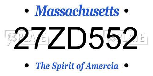 27ZD552 Massachusetts License Plate