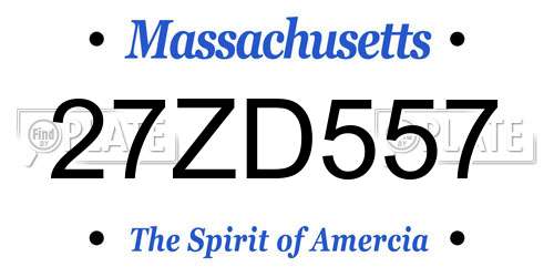 27ZD557 Massachusetts License Plate