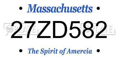 27ZD582 Massachusetts License Plate