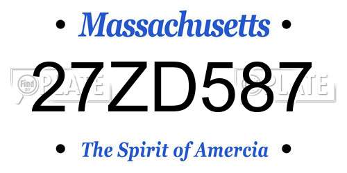27ZD587 Massachusetts License Plate