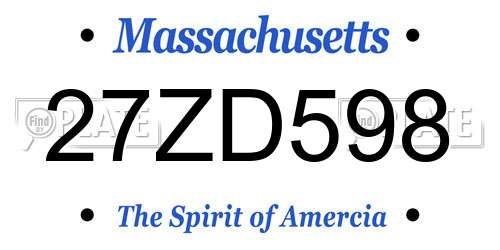27ZD598 Massachusetts License Plate